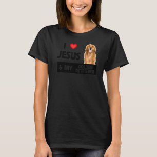 Jag Kärlek Jesus och min gyllene kvarhållare Hund T Shirt