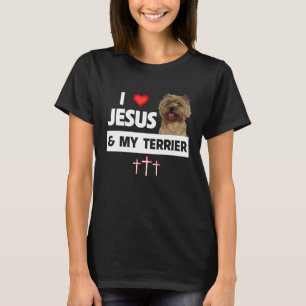 Jag Kärlek Jesus och min Kairn Terrier Hund Mamma T Shirt
