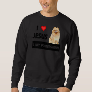 Jag Kärlek Jesus och min pommern Mamma och Pappa C Lång Ärmad Tröja