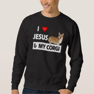 Jag Kärlek Jesus och mina Corgi Christian Pet-förä Lång Ärmad Tröja