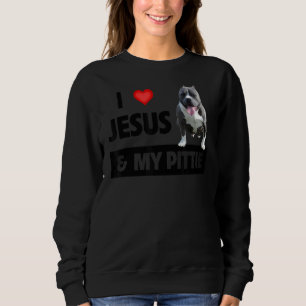 Jag Kärlek Jesus och Pittie Pitbull Hund Pappa Pet T Shirt