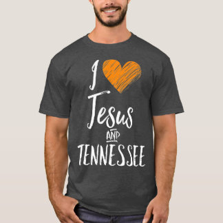 Jag Kärlek Jesus och Tennessee Orange Hjärtklut T Shirt