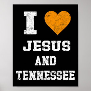 Jag Kärlek Jesus och Tennessee Shirt Orange Hjärtk Poster