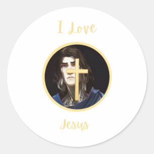 Jag Kärlek Jesus Sticker Runt Klistermärke