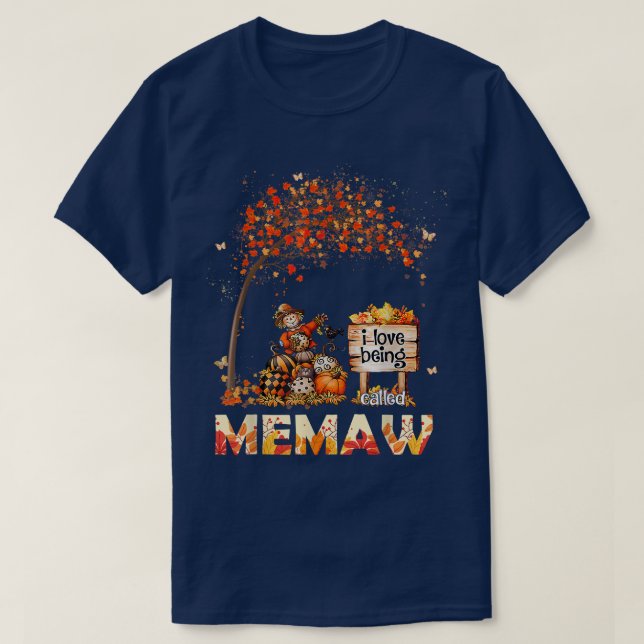 Jag Kärlek kallas Memaw Farmer Höst löv Autum T Shirt (Design framsida)