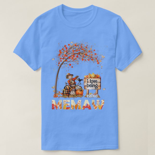Jag Kärlek kallas Memaw Farmer Höst löv Autum T Shirt (Design framsida)