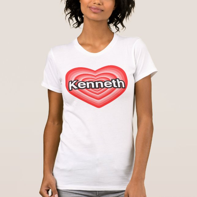 Jag kärlek Kenneth. Jag kärlek du Kenneth. Hjärta Tee Shirt (Framsida)