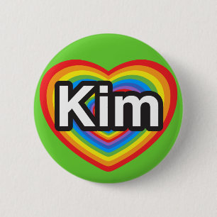 Jag kärlek Kim. Jag kärlekar dig Kim. Hjärta Knapp