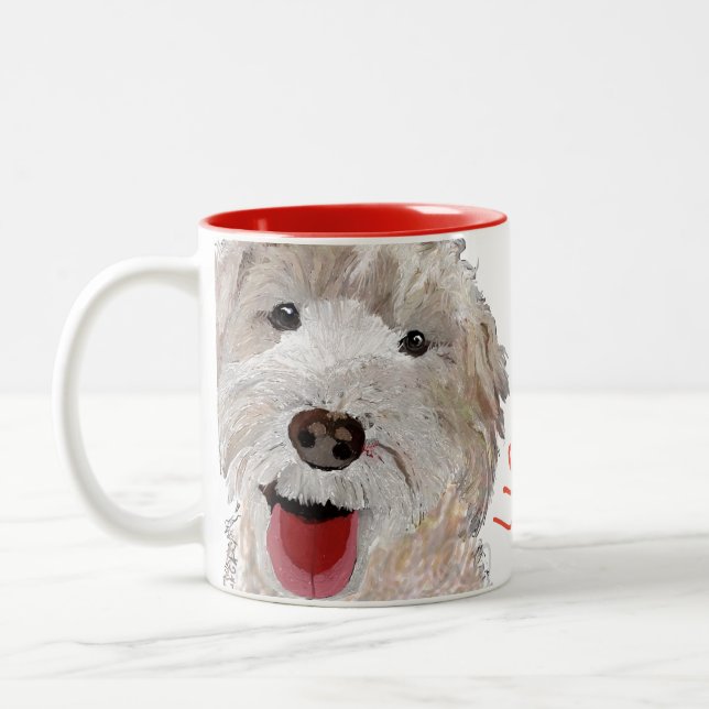 Jag kärlek! Labradoodle Två-Tonad Mugg (Vänster)