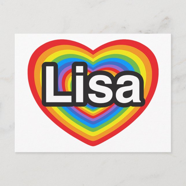 Jag kärlek Lisa. Jag kärlekar dig Lisa. Hjärta Vykort (Framsida)