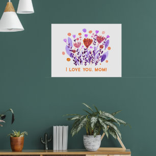 Jag kärlek, mamma Cute retro doodle-blommor Poster