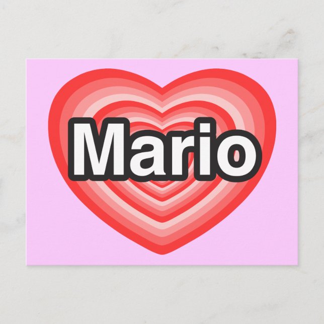 Jag kärlek Mario. Jag kärlekar dig Mario. Hjärta Vykort (Framsida)