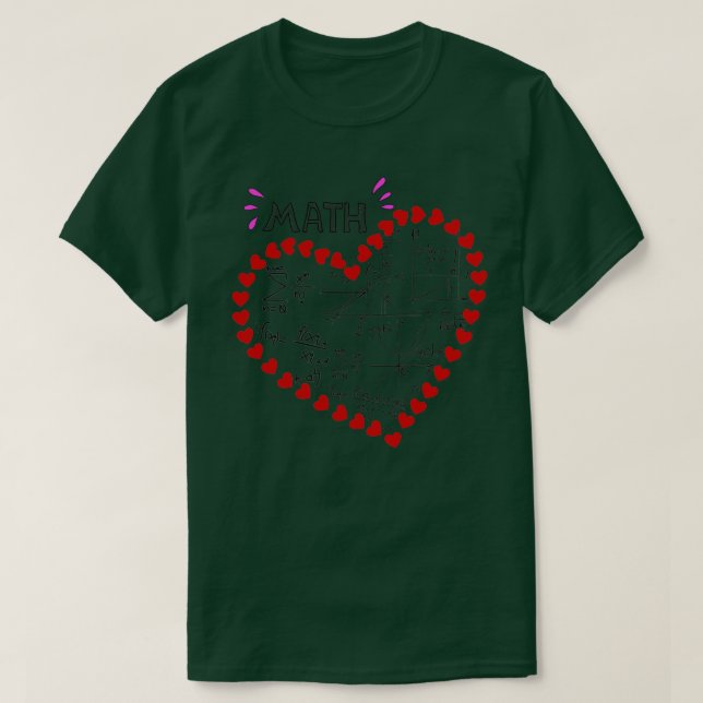 Jag kärlek matar roligt Math Teacher Math Heart T Shirt (Design framsida)