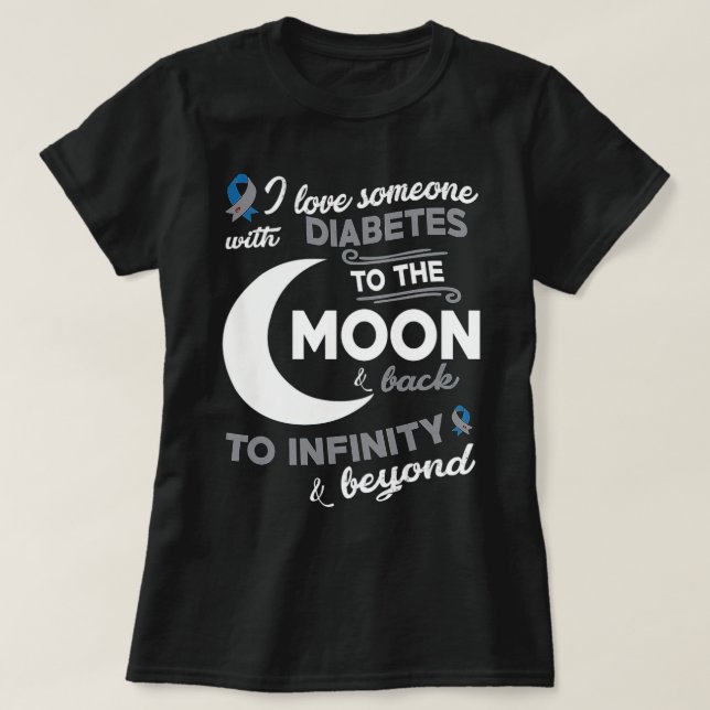 Jag Kärlek med diabetes till Måne T Shirt (Design framsida)