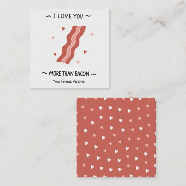 Jag kärlek mer än bacon Kids Valentines day Anteckningskort (Fram/baksida)
