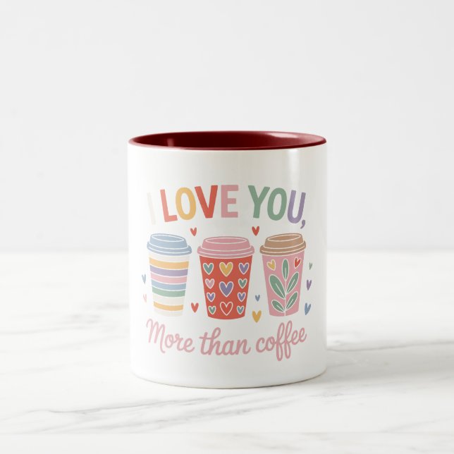 Jag Kärlek mer än kaffe Två-Tonad Mugg (Center)