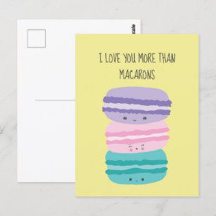 Jag Kärlek mer än Macarons Kawaii Pastel Cute Vykort
