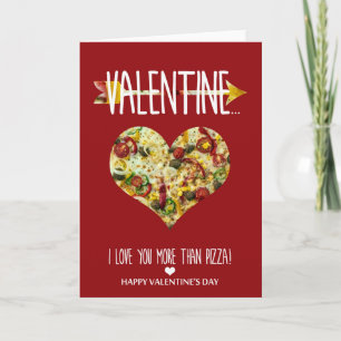 Jag kärlek mer än pizza Valentine Day Helgkort