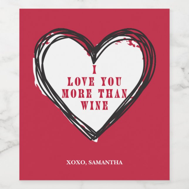 Jag Kärlek mer än Vin Vin-etiketter Vinflaska Etikett (Singel etikett)