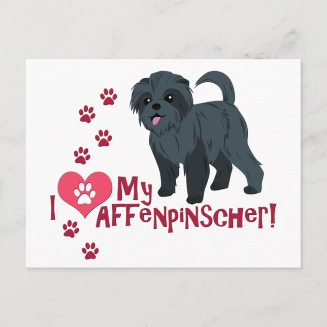 Jag Kärlek min affenpinscher! Vykort (Framsida)