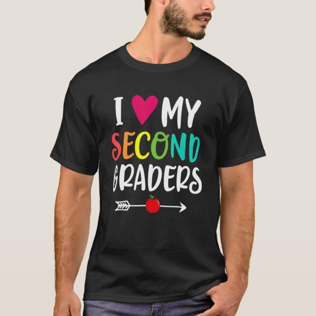 Jag Kärlek min andra klassens hjärta första skolda T Shirt (Framsida)