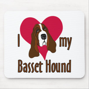 Jag Kärlek min Basset Hound Cute Hund i ett hjärta Musmatta