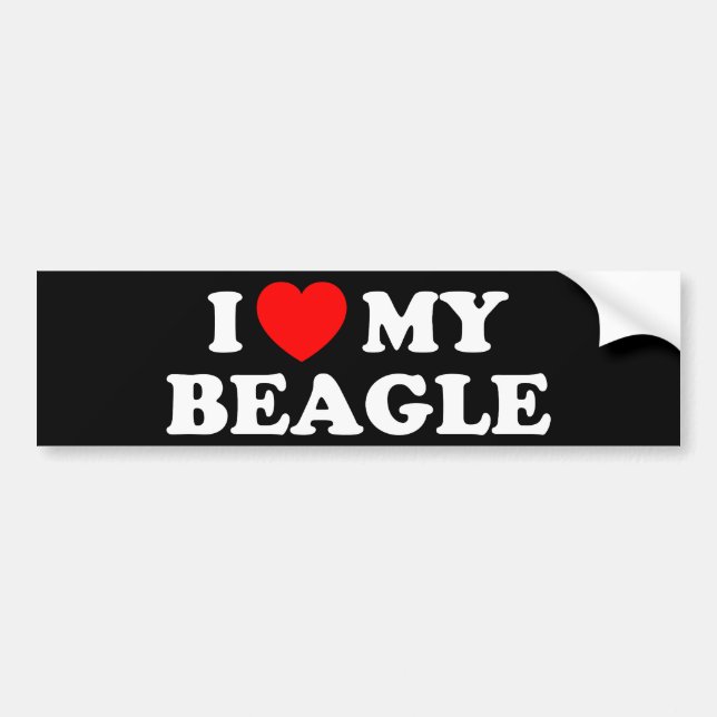 Jag Kärlek min Beagle Bumper Sticker Bildekal (Framsidan)