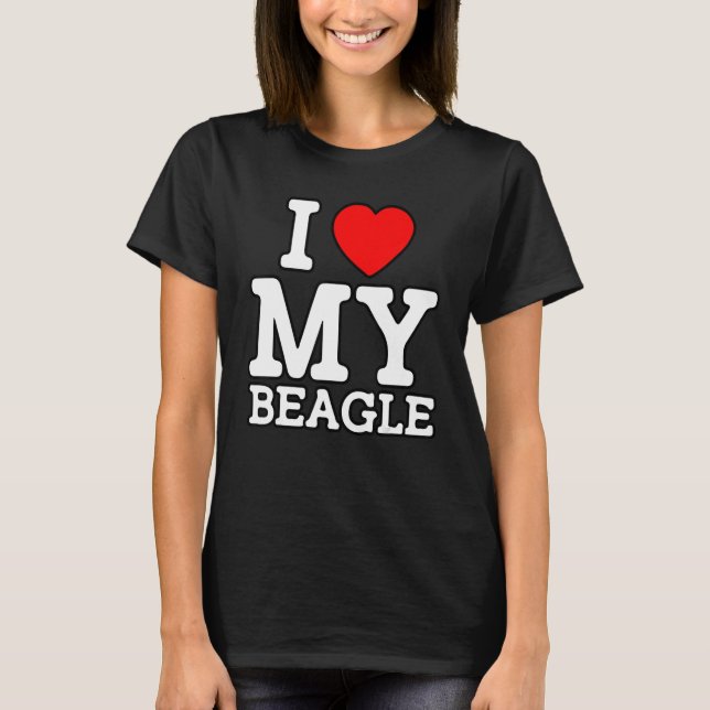 Jag kärlek min Beagle hund T Shirt (Framsida)