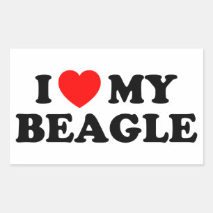 Jag Kärlek min Beagle Sticker Rektangulärt Klistermärke