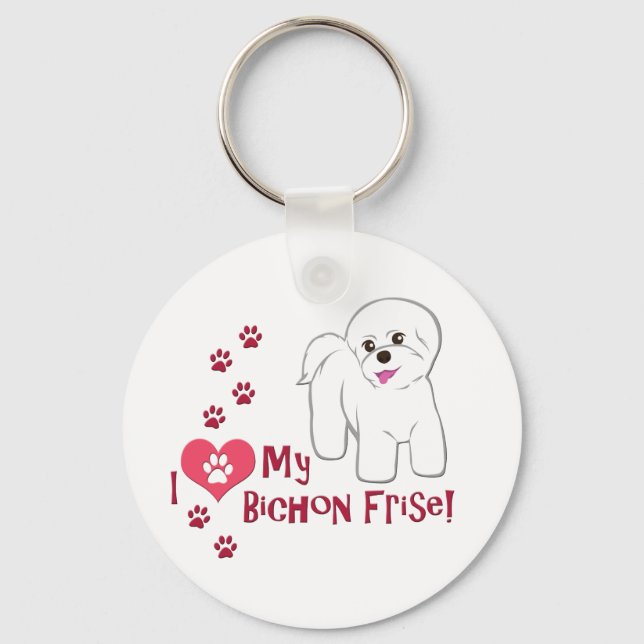 Jag Kärlek min bichon Frise! Nyckelring (Framsida)