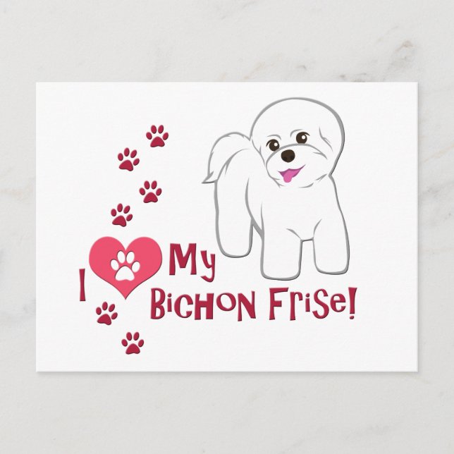 Jag Kärlek min bichon Frise! Vykort (Framsida)