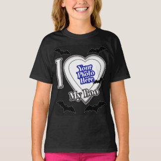 Jag Kärlek min boo med ditt foto med Fladdermöss T Shirt