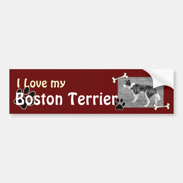 Jag kärlek min Boston Terrier Bumper Sticker Bildekal (Framsidan)