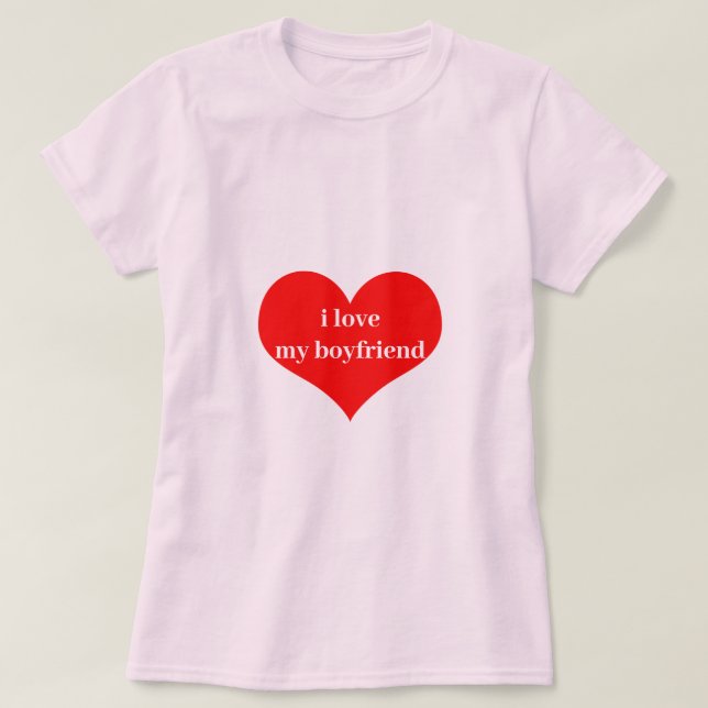 Jag Kärlek min Boykompis Cute Heart Red Ljus rosa T Shirt (Design framsida)