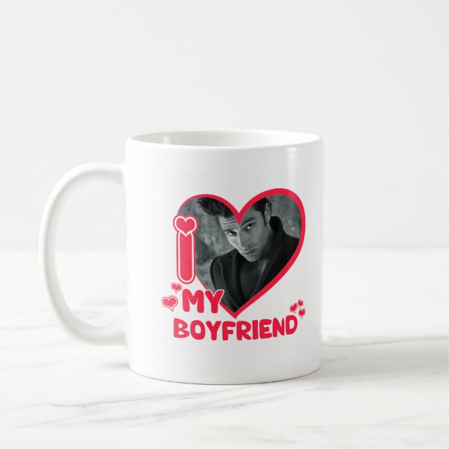 Jag Kärlek min Boykompis Heart Anpassningsbar Phot Kaffemugg (Vänster)
