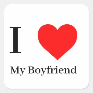 Jag kärlek min Boykompis och Red Heart Fyrkantigt Klistermärke