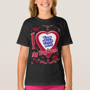 Jag Kärlek min Boykompis Photo Kiss Red Hearts Bla T Shirt