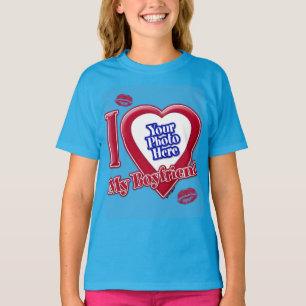 Jag Kärlek min Boykompis Photo Red Heart Kiss Teal T Shirt