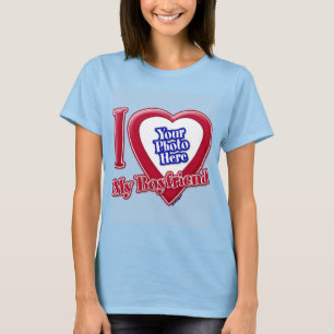 Jag Kärlek min Boykompis Photo Red Heart Light Blu T Shirt