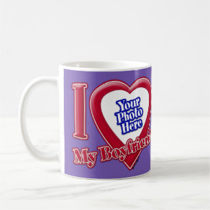 Jag Kärlek min Boykompis Photo Red Heart Lila Kaffemugg