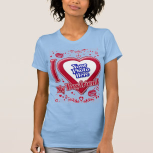 Jag Kärlek min Boykompis Photo Red Hearts Baby blu T Shirt