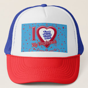 Jag Kärlek min Boykompis Photo Red Hearts Teal Keps