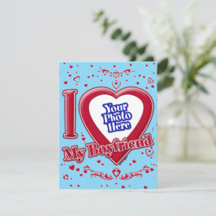 Jag Kärlek min Boykompis Photo Red Hearts Turcos Julkort