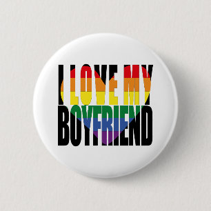 Jag Kärlek min Boykompis Rainbow Heart Knapp