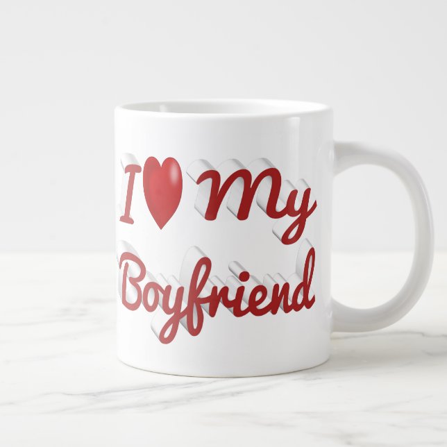 Jag Kärlek Min Boykompis söt röd text Jumbo Mugg (Höger)