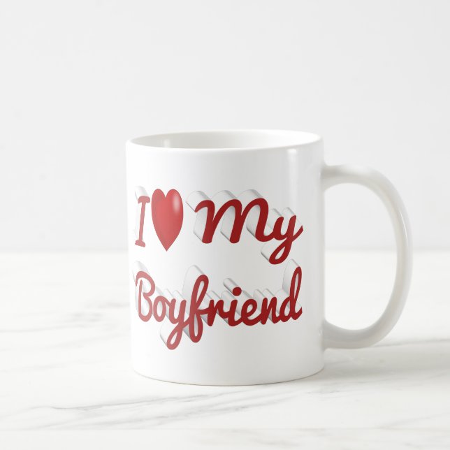 Jag Kärlek Min Boykompis söt röd text Kaffemugg (Höger)