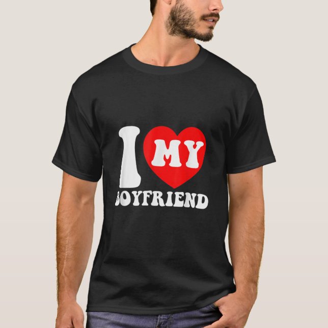 Jag Kärlek min Boyvän jag älskar min Boykompis par T Shirt (Framsida)