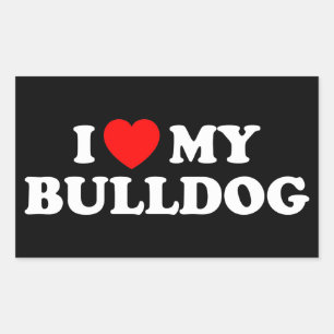 Jag Kärlek min Bulldog Sticker Rektangulärt Klistermärke