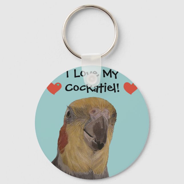 Jag Kärlek min Cockatiel! Fågel Nyckelring (Framsida)