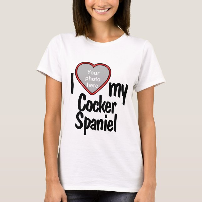 Jag Kärlek min Cocker Spansk Cute Red Heart-Hund P T Shirt (Framsida)